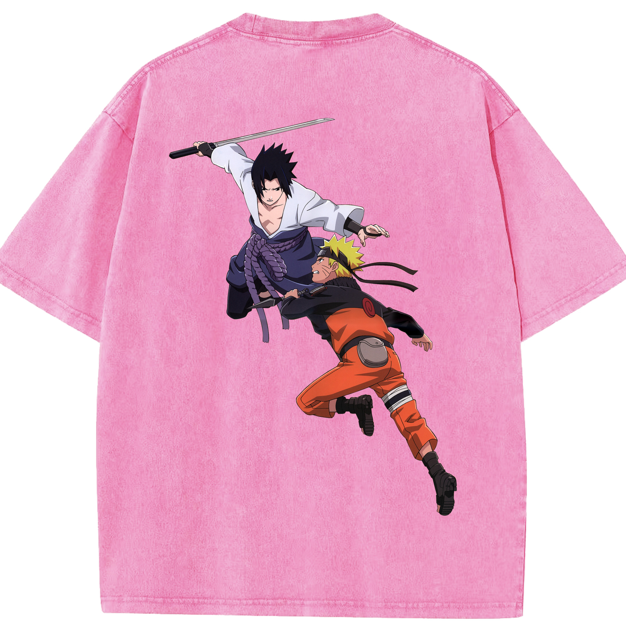 （画像用） NARUTO -ナルト- うちは サスケ Uchiha Sasuke 綿100% ヴィンテージ風 半袖Tシャツ（背面プリント）